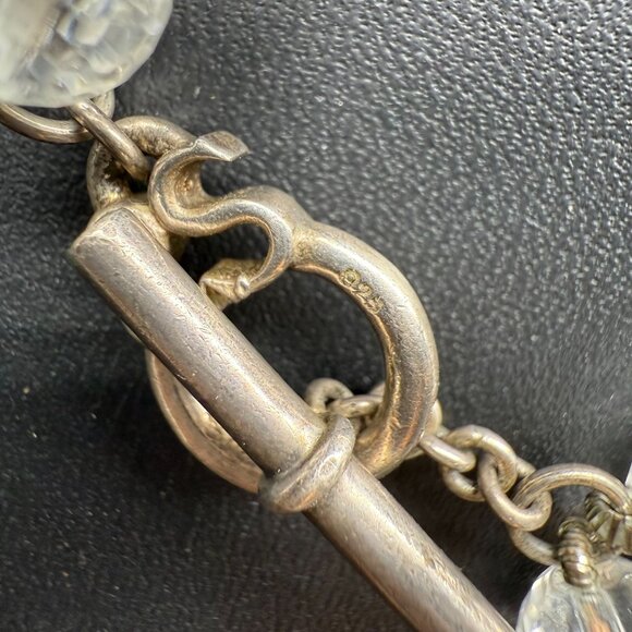 925 Sterling Silver Clear Faceted Rock Crystal Necklace Slane and Slane - Picture 5 of 6